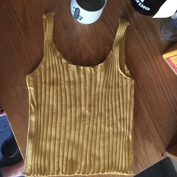 Topshop Tops - Stretchy mustard ribbed tank top